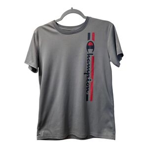 Champion Boy's Short Sleeve 18/20 Grey T Shirt With Logo Print On Front